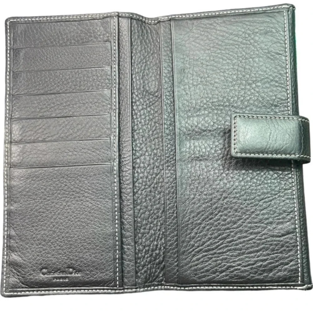 🖤Christian Dior🖤 | 2001 Black Pebbled Leather Trifold Long Wallet - Picture 4 of 14